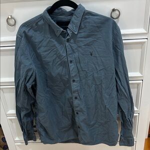Men's Casual Button-Down Shirt in Slate Blue